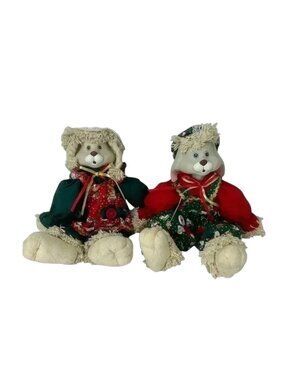 VTG Pair House of Lloyd Christmas Rabbit Dolls Hip & Hop Porcelain Heads